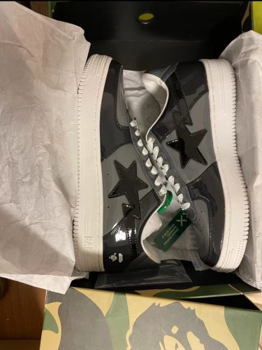 1H20 191 046 A Bathing Ape Bape Sta Low Black Grey Baolan photo review