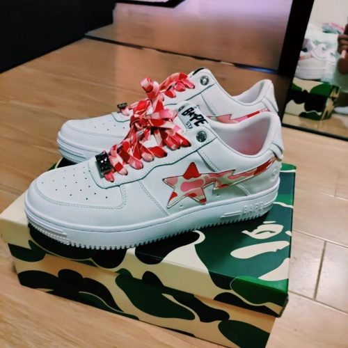 1H20-191-045 A Bathing Ape Bape Sta Low White Red Camouflage photo review