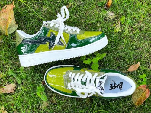 1H20 190 046 A Bathing Ape Bape Sta Low Black Green Mirror Surface photo review