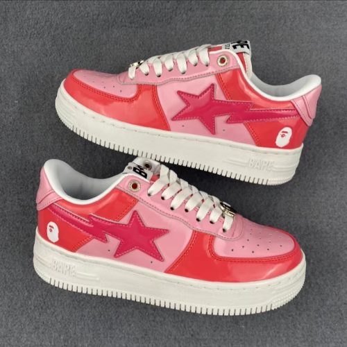 1H2-019-1046 A Bathing Ape Bape Sta Low Pink Paint Leather photo review