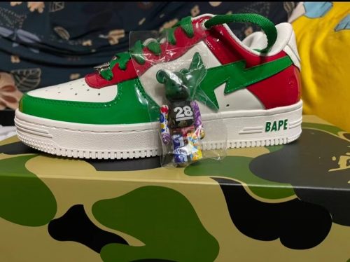 1180-191-004 A Bathing Ape Bape Sta Low Red, white, and Green photo review