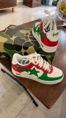 1180-191-004 A Bathing Ape Bape Sta Low Red, white, and Green photo review