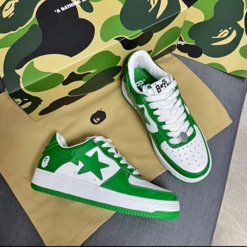 1H70-191-001 A Bathing Ape Bape Sta Low White Green photo review