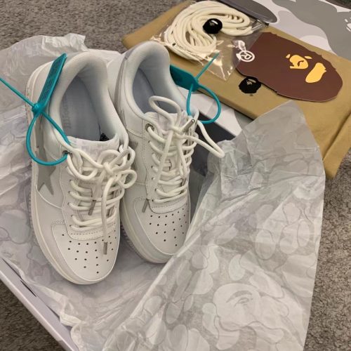 1H73-191-921 A Bathing Ape Bape Sta Low White Grey photo review